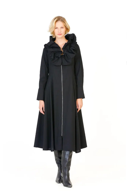 Bize Gathered Collar Zipper Front Dress 24W-BZ2010 Bize