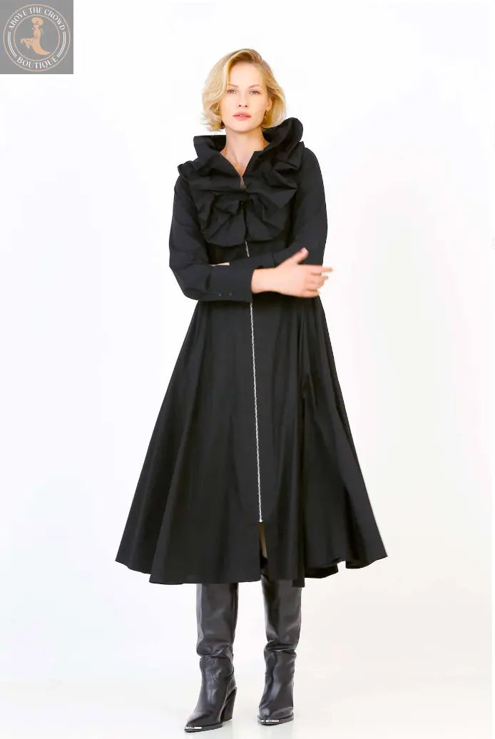 Bize Gathered Collar Zipper Front Dress 24W-BZ2010 Bize