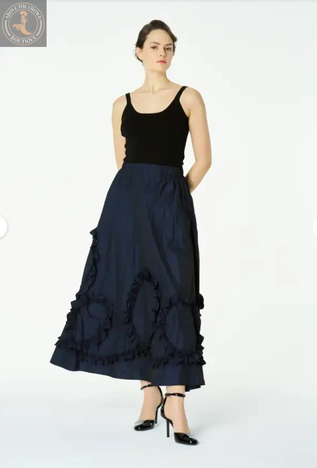 Bize Navy Ruffled Maxi Skirt Bize