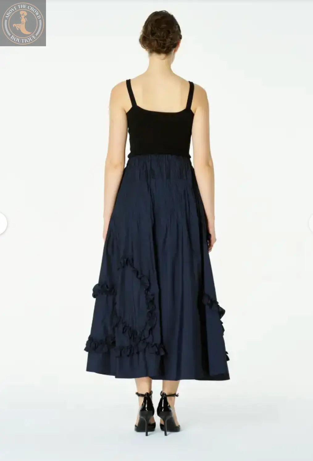 Bize Navy Ruffled Maxi Skirt Bize