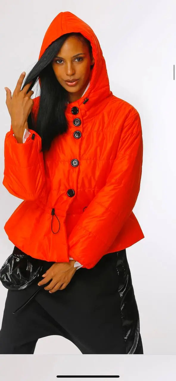 Bize Orange Short Jacket With Hood BZ1274 Bize