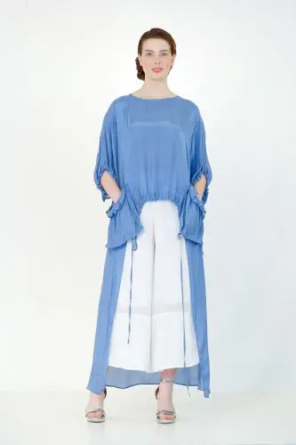 Bize Pleated Pocket Gloss Blouse BZE145 Bize