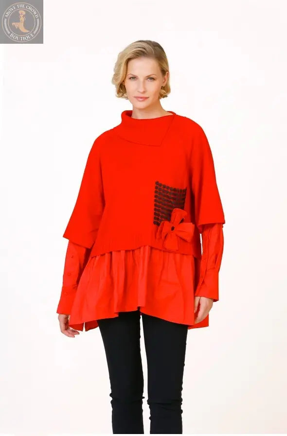 Bize Sleeve and Hem Taffeta Knitwear 24W-BT071 Bize