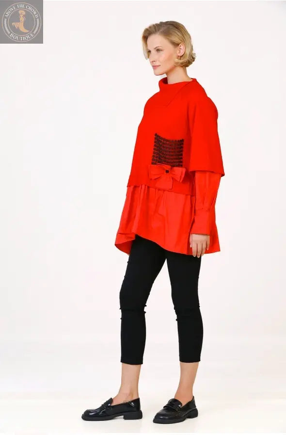 Bize Sleeve and Hem Taffeta Knitwear 24W-BT071 Bize