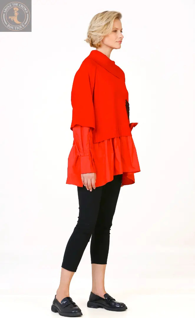 Bize Sleeve and Hem Taffeta Knitwear 24W-BT071 Bize