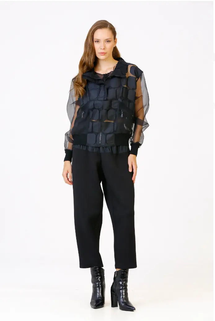 Bize Square Patch Organza Coat 24W-BK8207 Bize