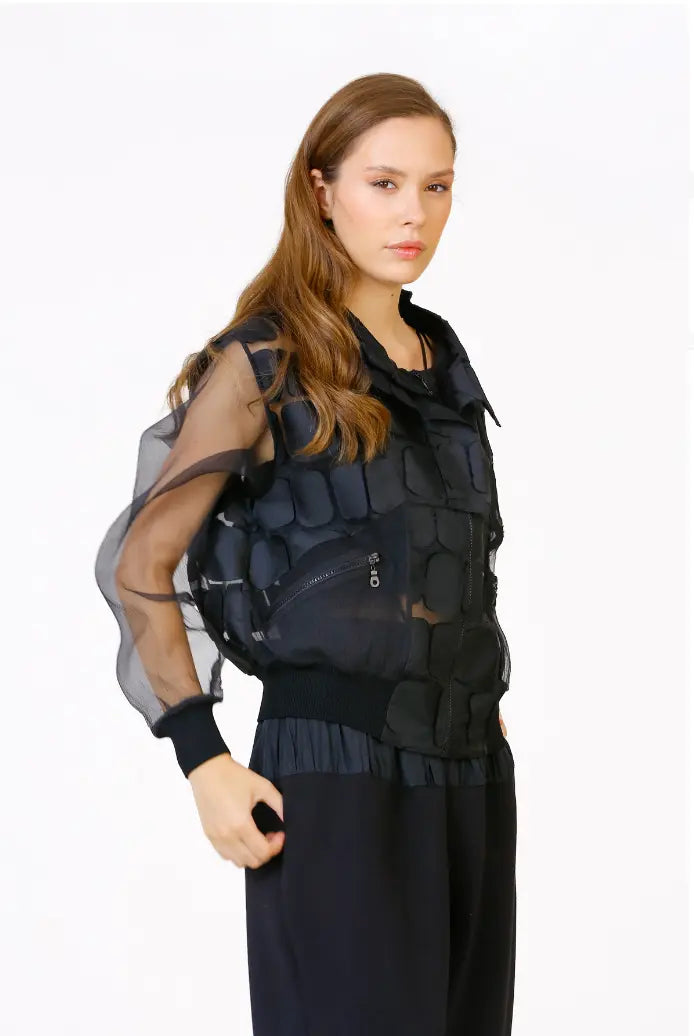 Bize Square Patch Organza Coat 24W-BK8207 Bize