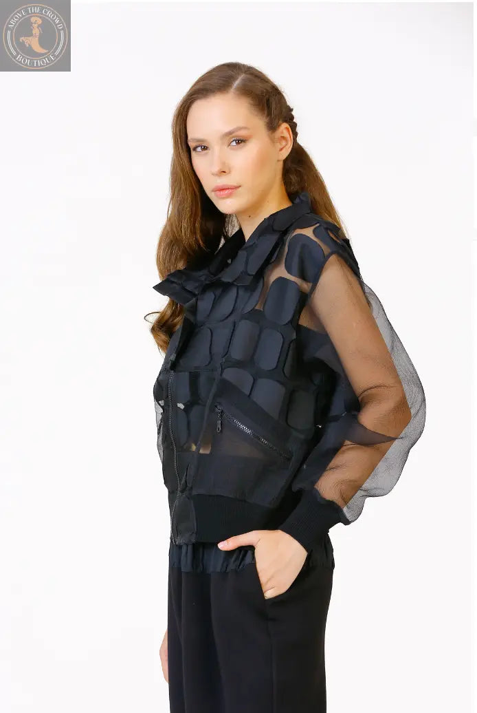 Bize Square Patch Organza Coat 24W-BK8207 Bize