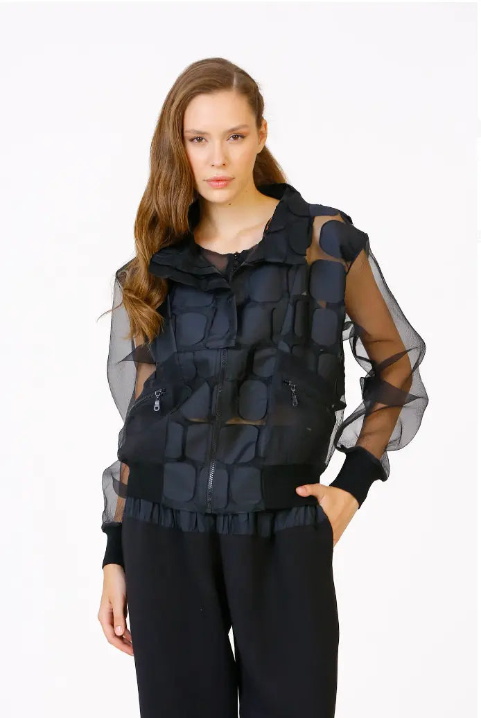 Bize Square Patch Organza Coat 24W-BK8207 Bize