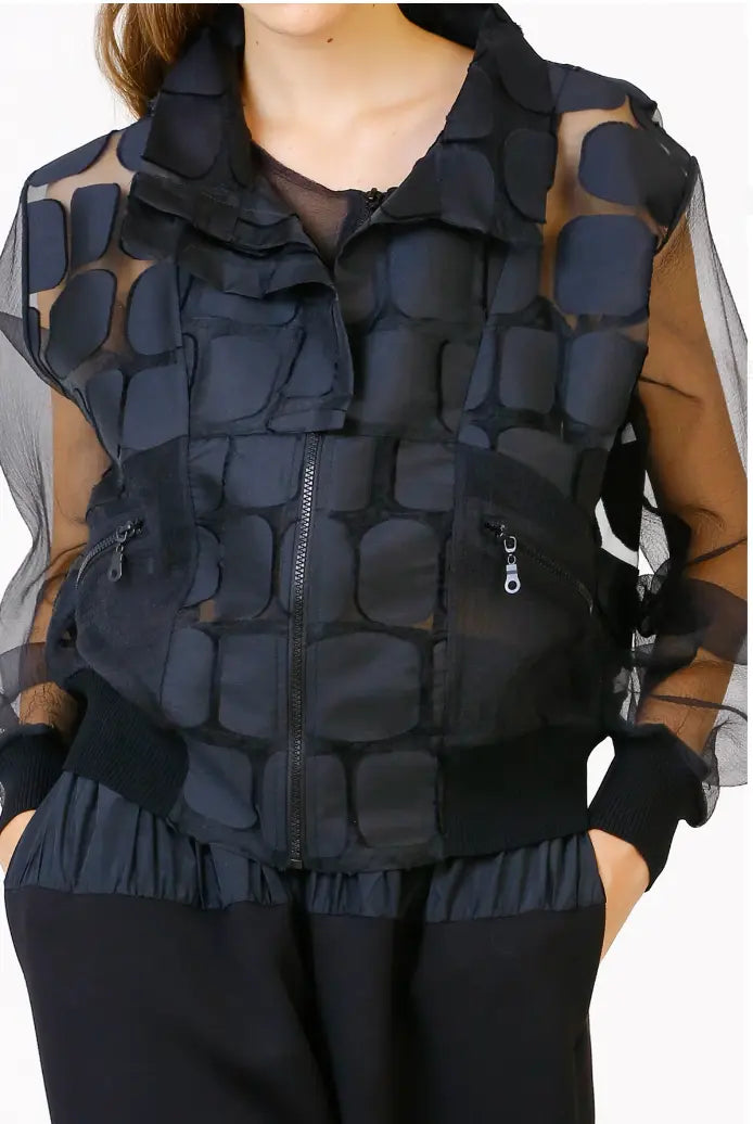 Bize Square Patch Organza Coat 24W-BK8207 Bize