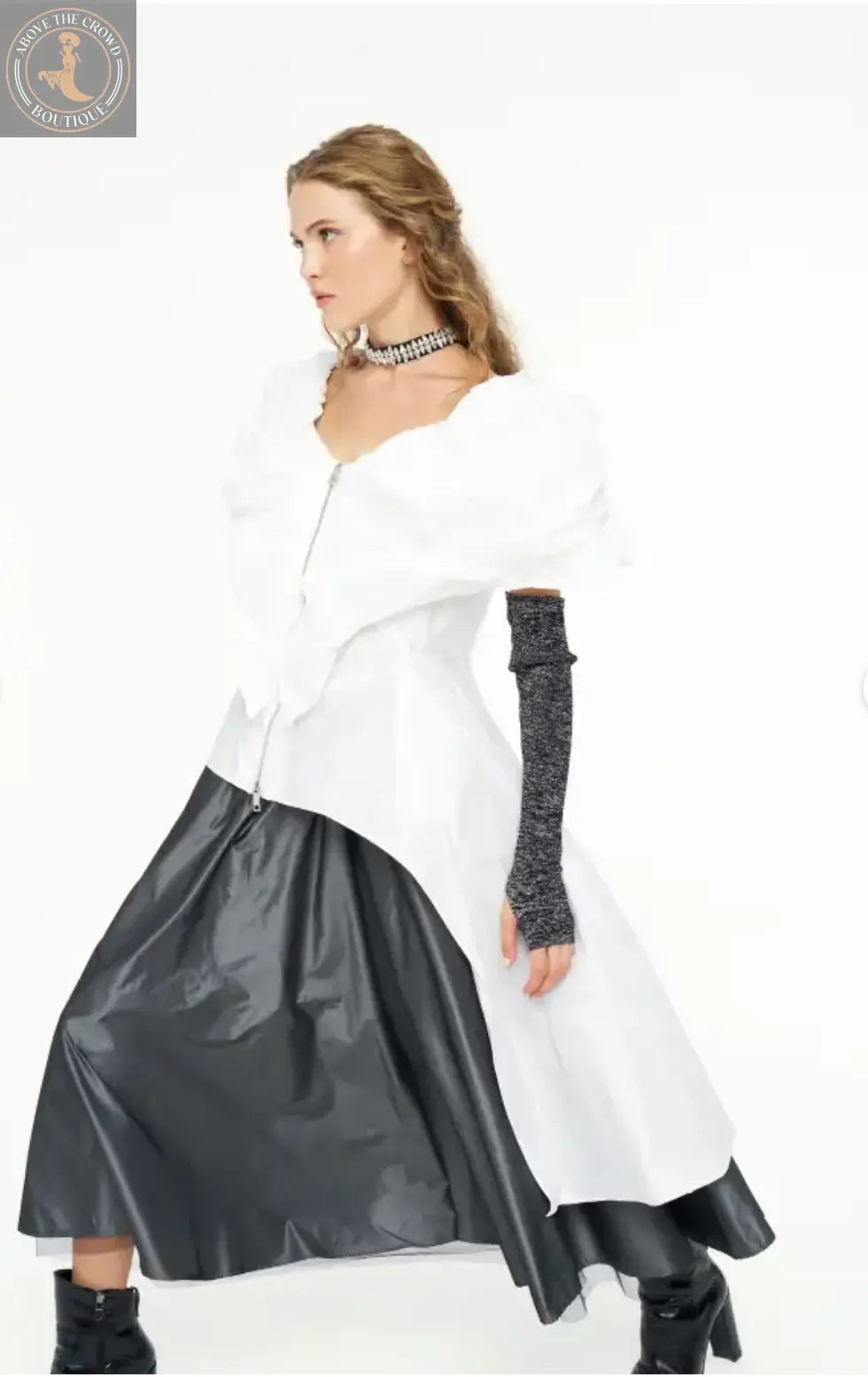 Bize Tuffeta Sculpted Zip-Front Tunic Bize