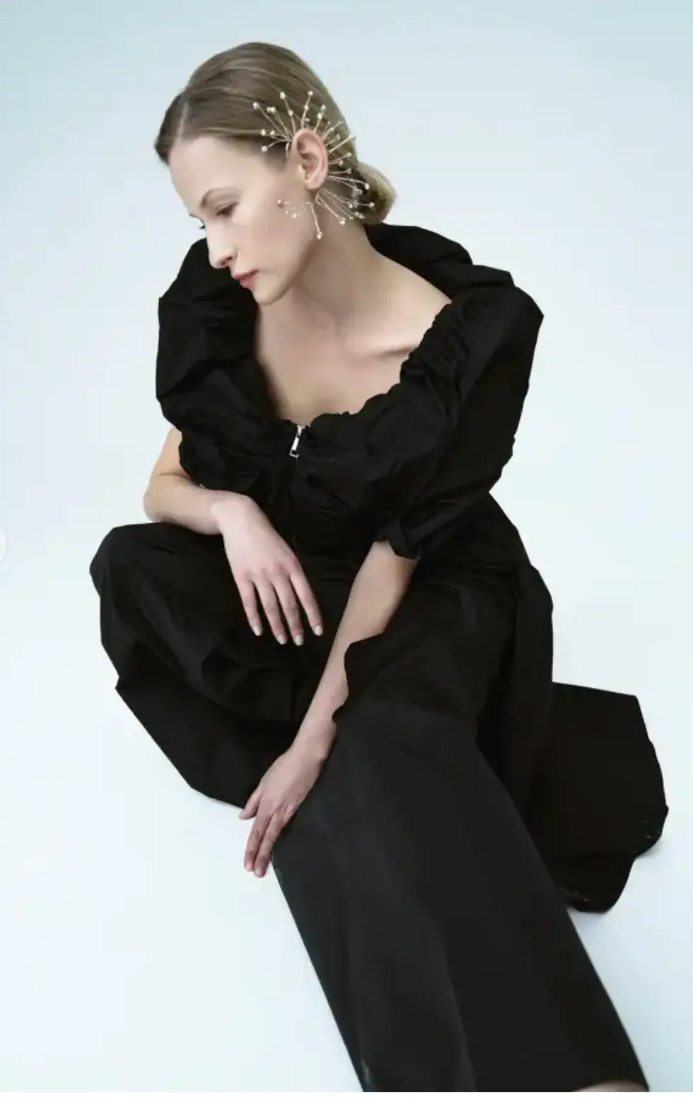 Bize Tuffeta Sculpted Zip-Front Tunic Bize