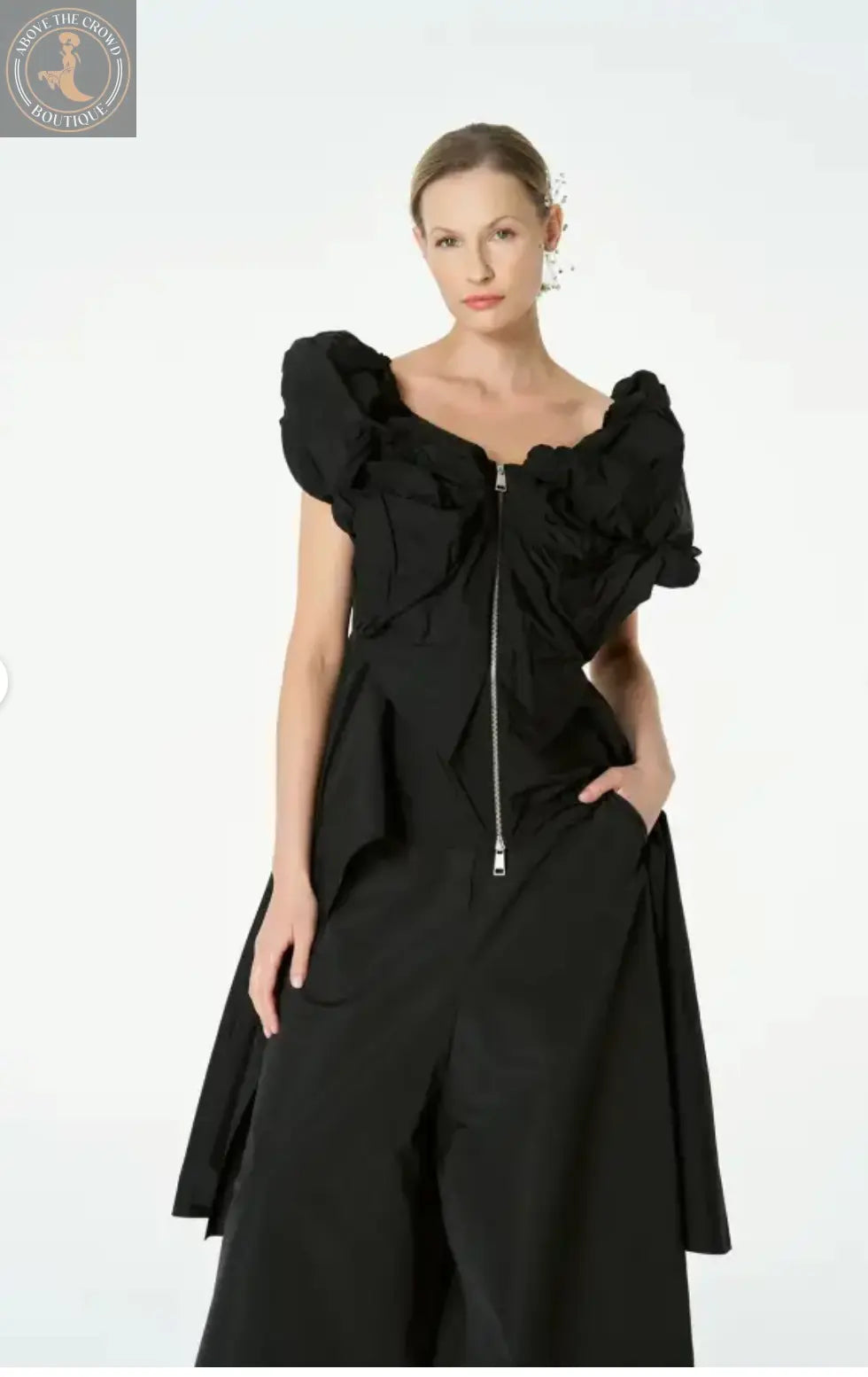 Bize Tuffeta Sculpted Zip-Front Tunic Bize