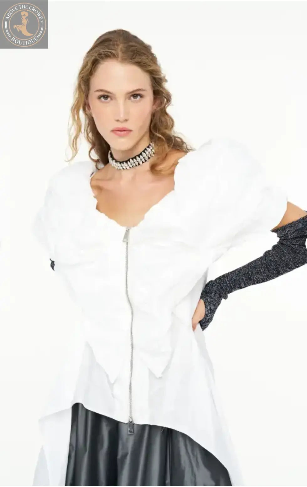 Bize Tuffeta Sculpted Zip-Front Tunic Bize