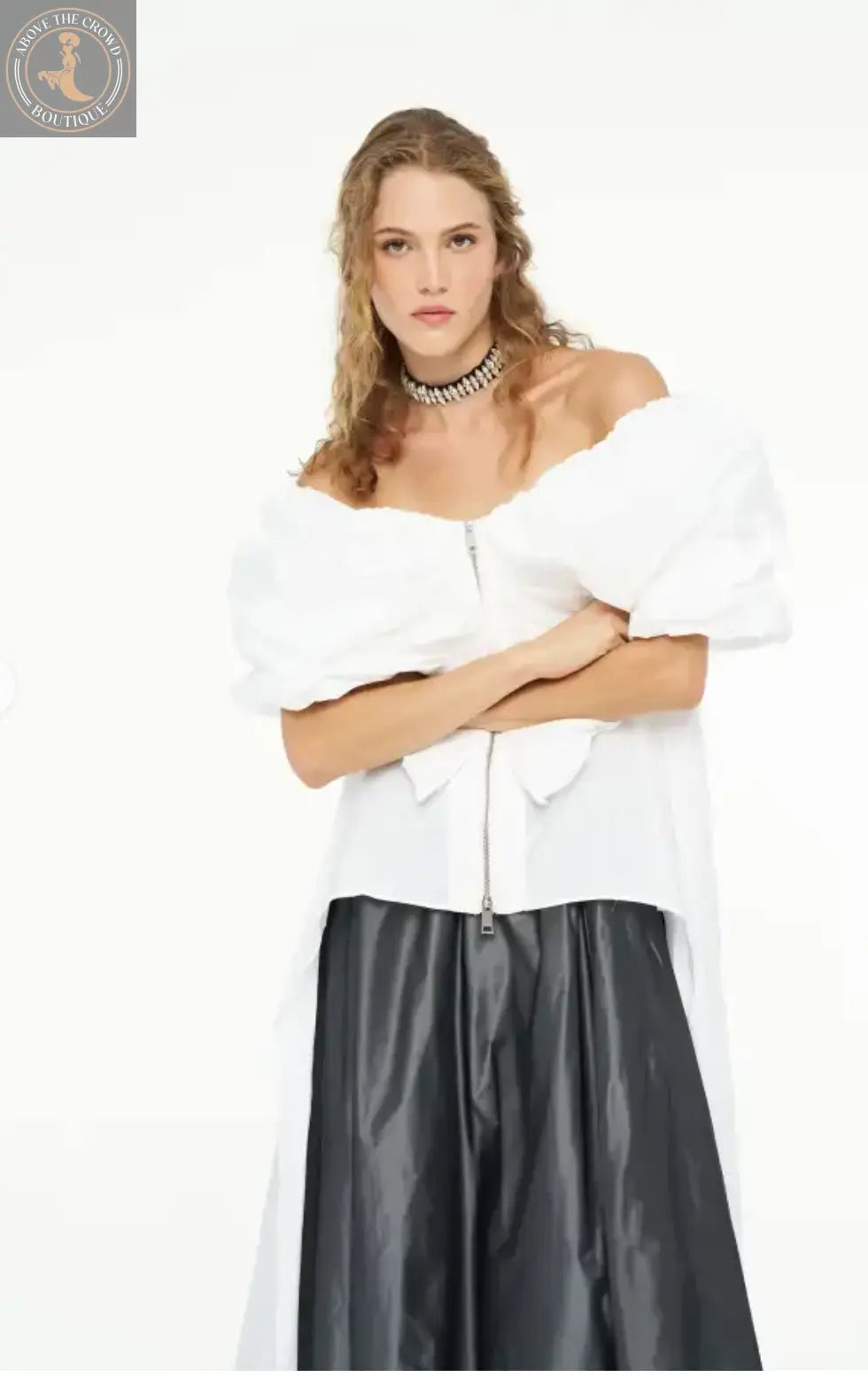 Bize Tuffeta Sculpted Zip-Front Tunic Bize