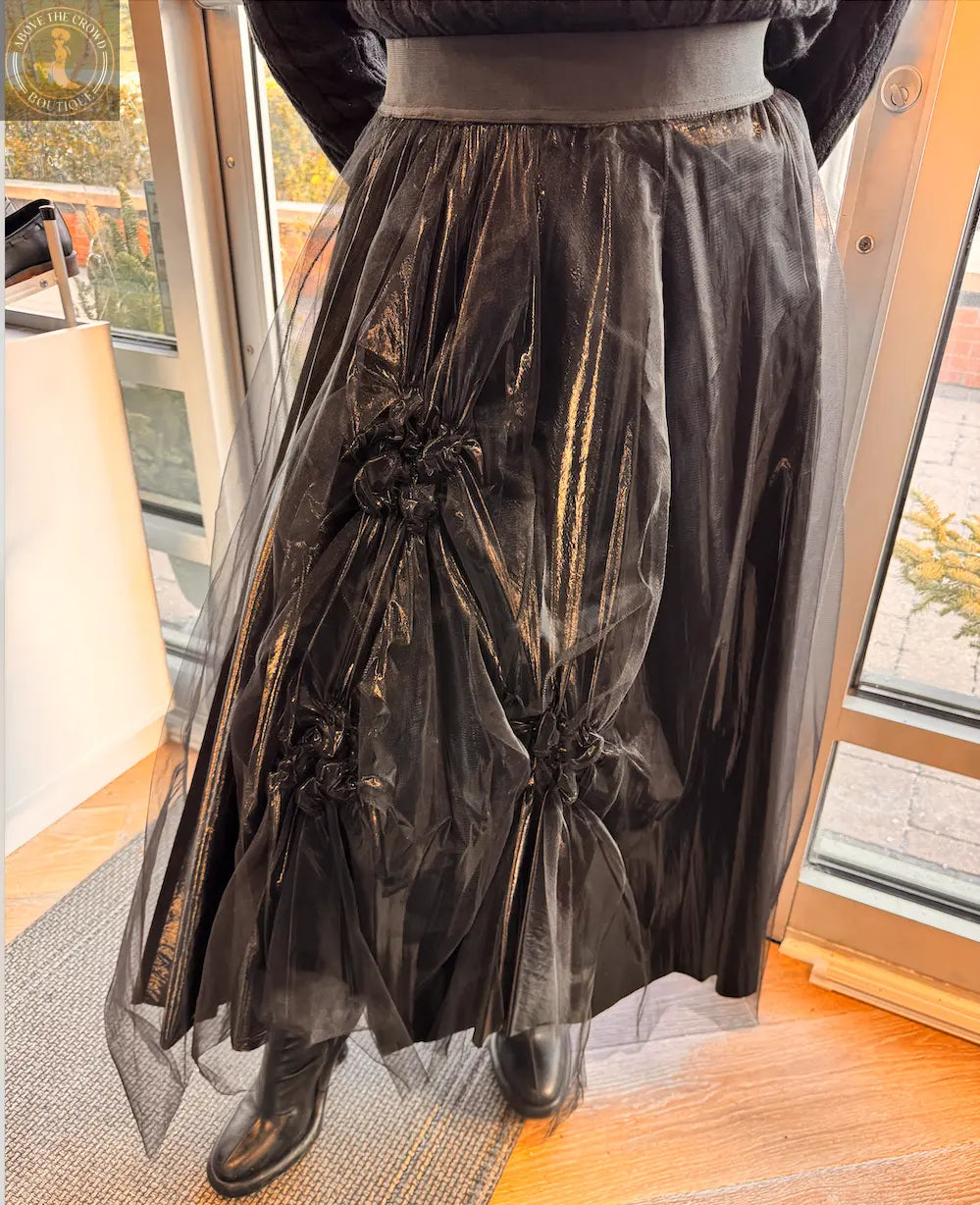 Bize Tulle Covered Gathered Front Skirt 24W-BK8603 Bize