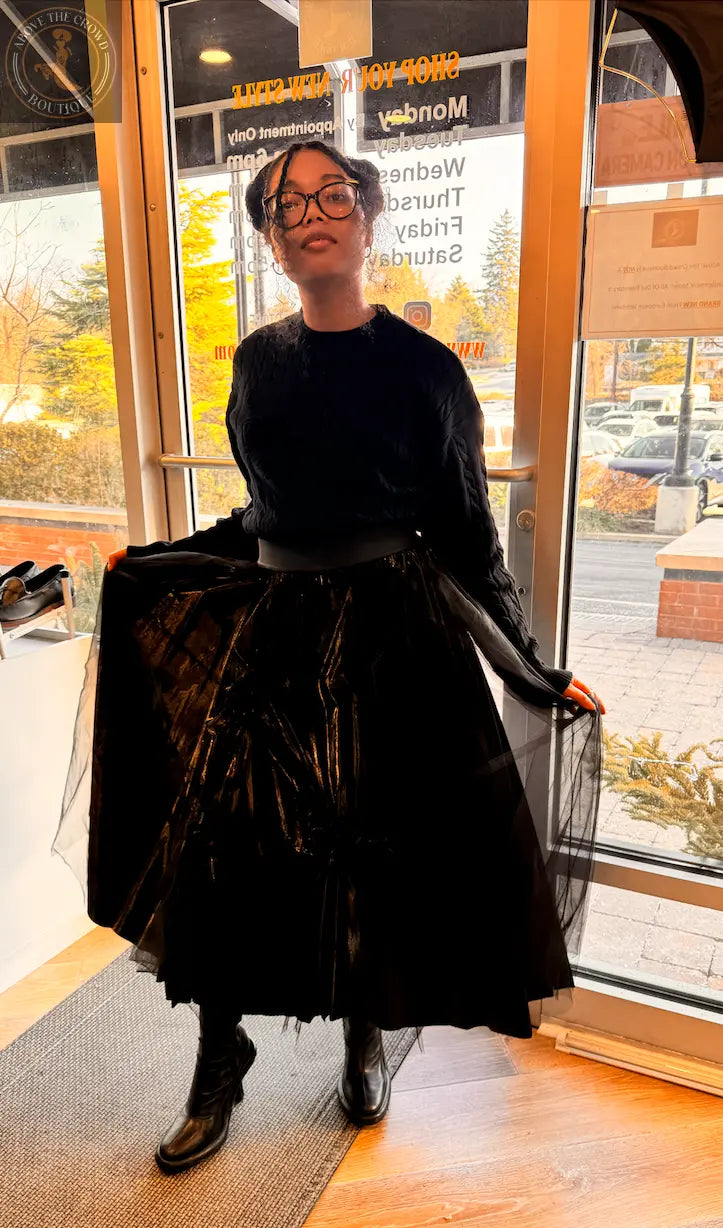 Bize Tulle Covered Gathered Front Skirt 24W-BK8603 Bize