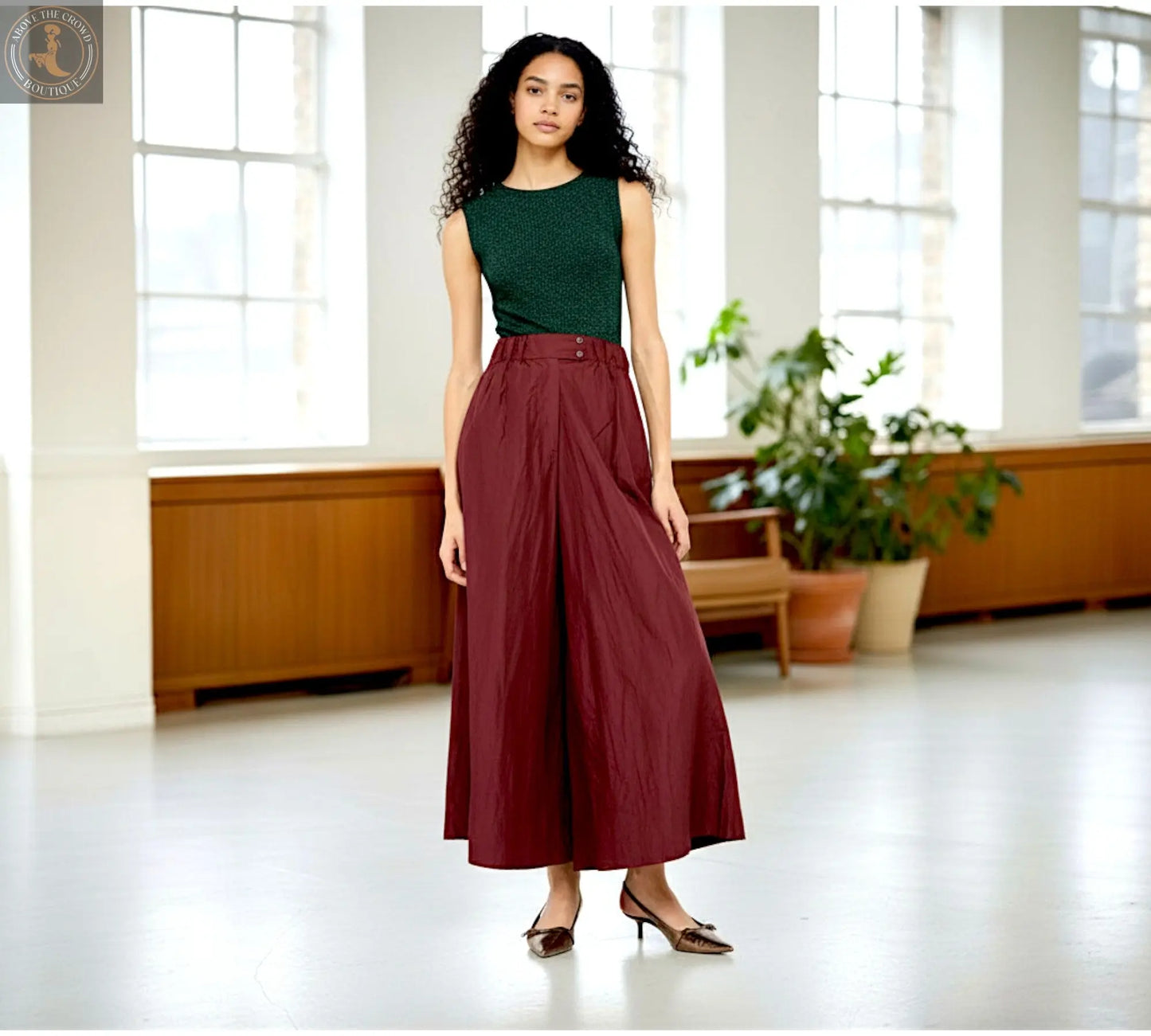 Bize Wrinkled Taffeta Pants - Above the Crowd Boutique
