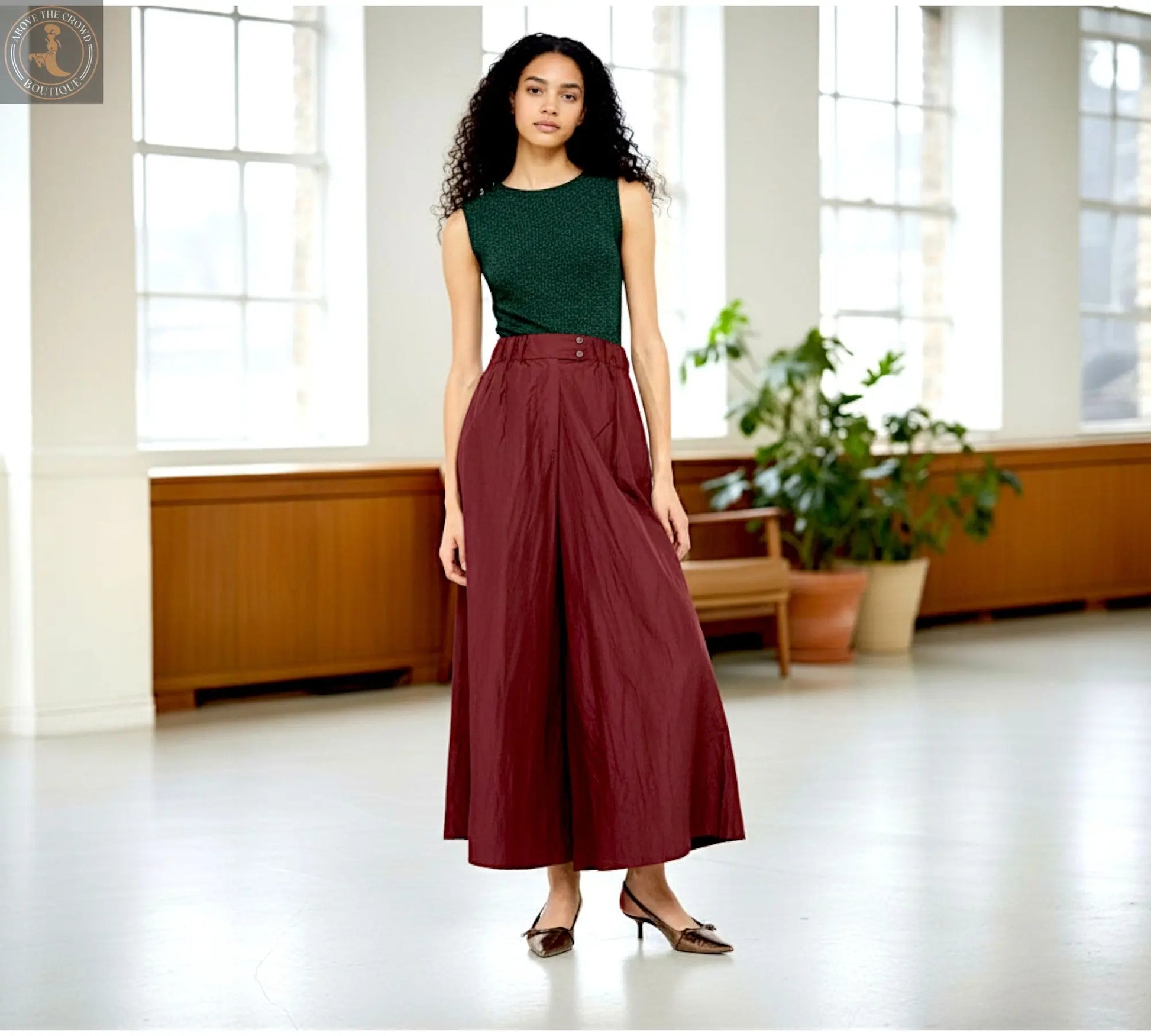 Bize Wrinkled Taffeta Pants - Above the Crowd Boutique