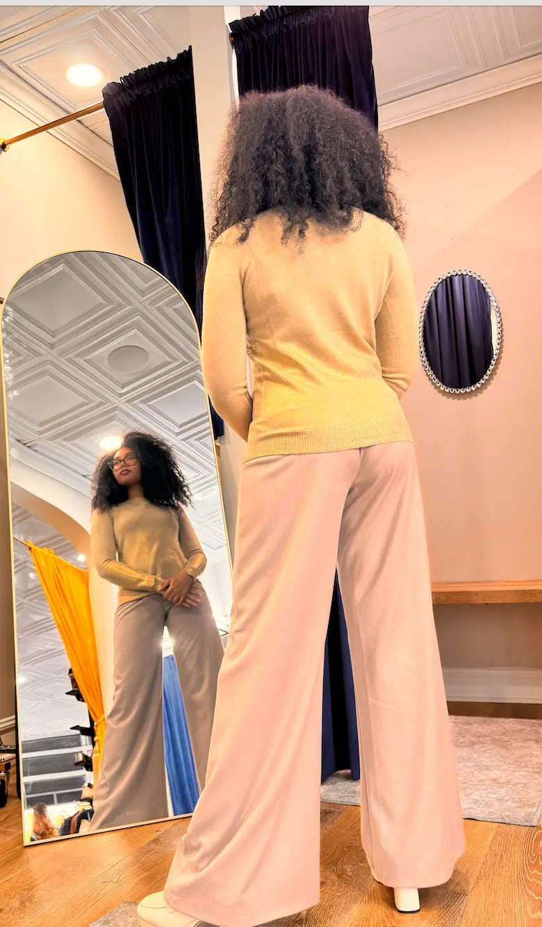 Carmen Milano Gold Metallic Knit Sweater - Italian Design, Flattering Fit Carmen Milano