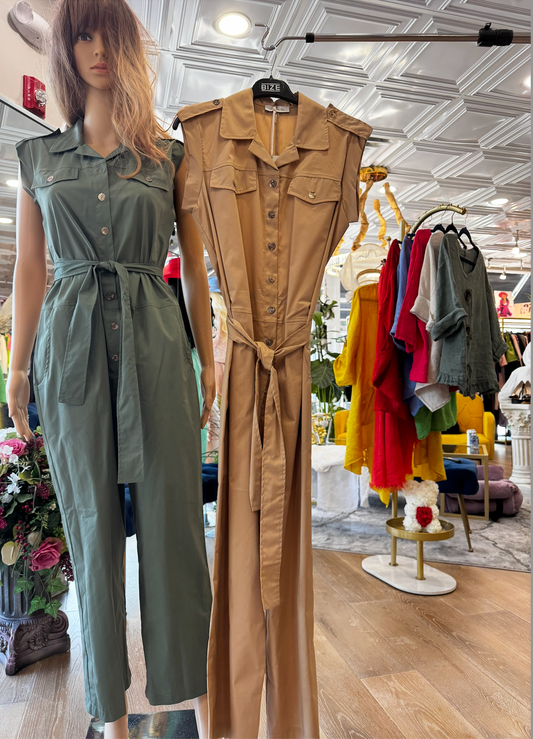 Carmen Milano Manhattan Cotton Overalls - Italian Sleeveless Jumpsuit Carmen Milano