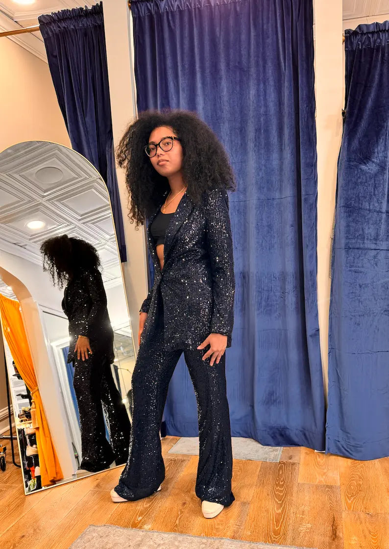 Carmen Milano Navy Sequin Jacket - Elevate Your Evening Style Carmen Milano