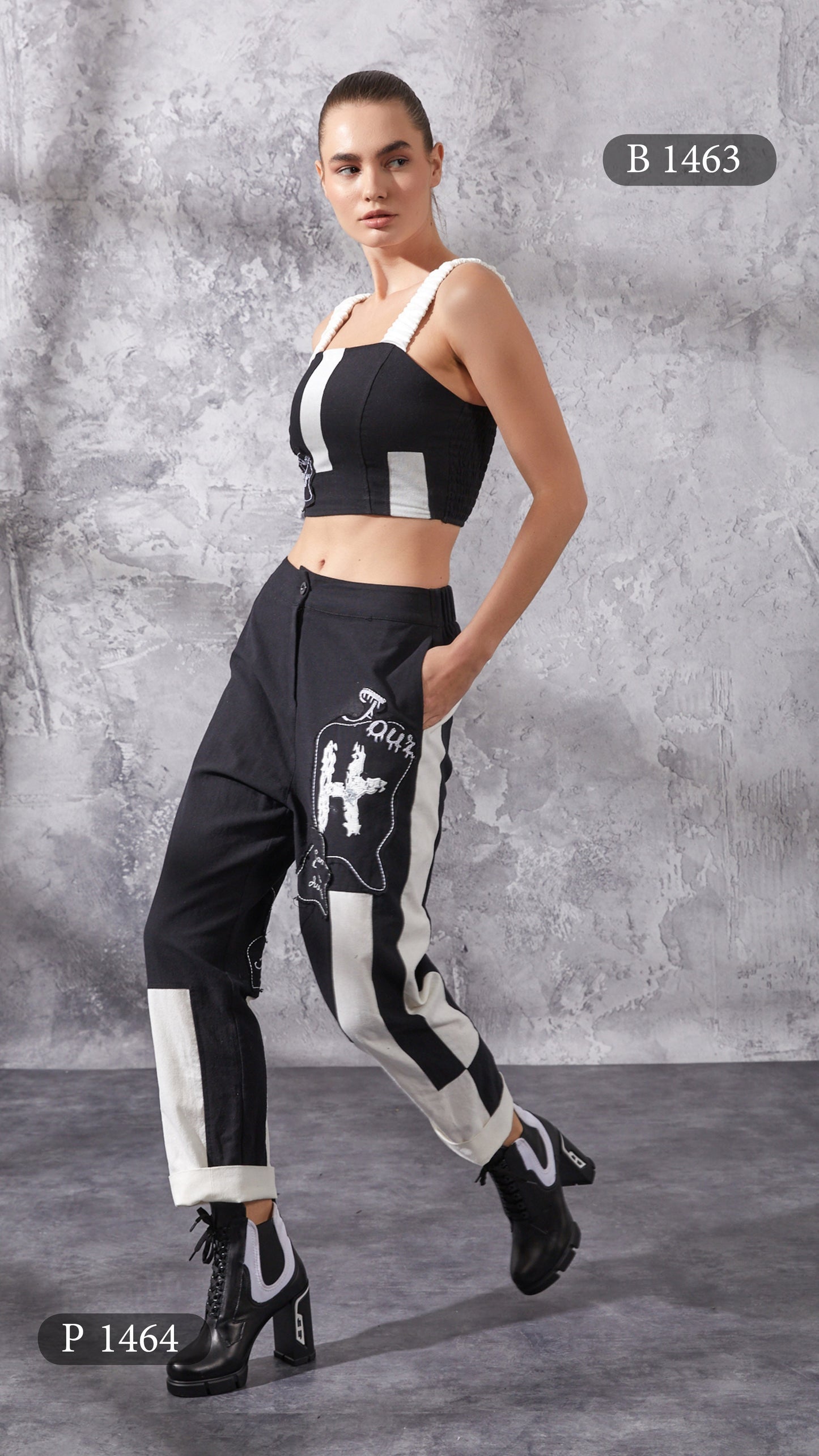 Chic Black & White Crop Top - European Style - Above The Crowd Boutique H-4