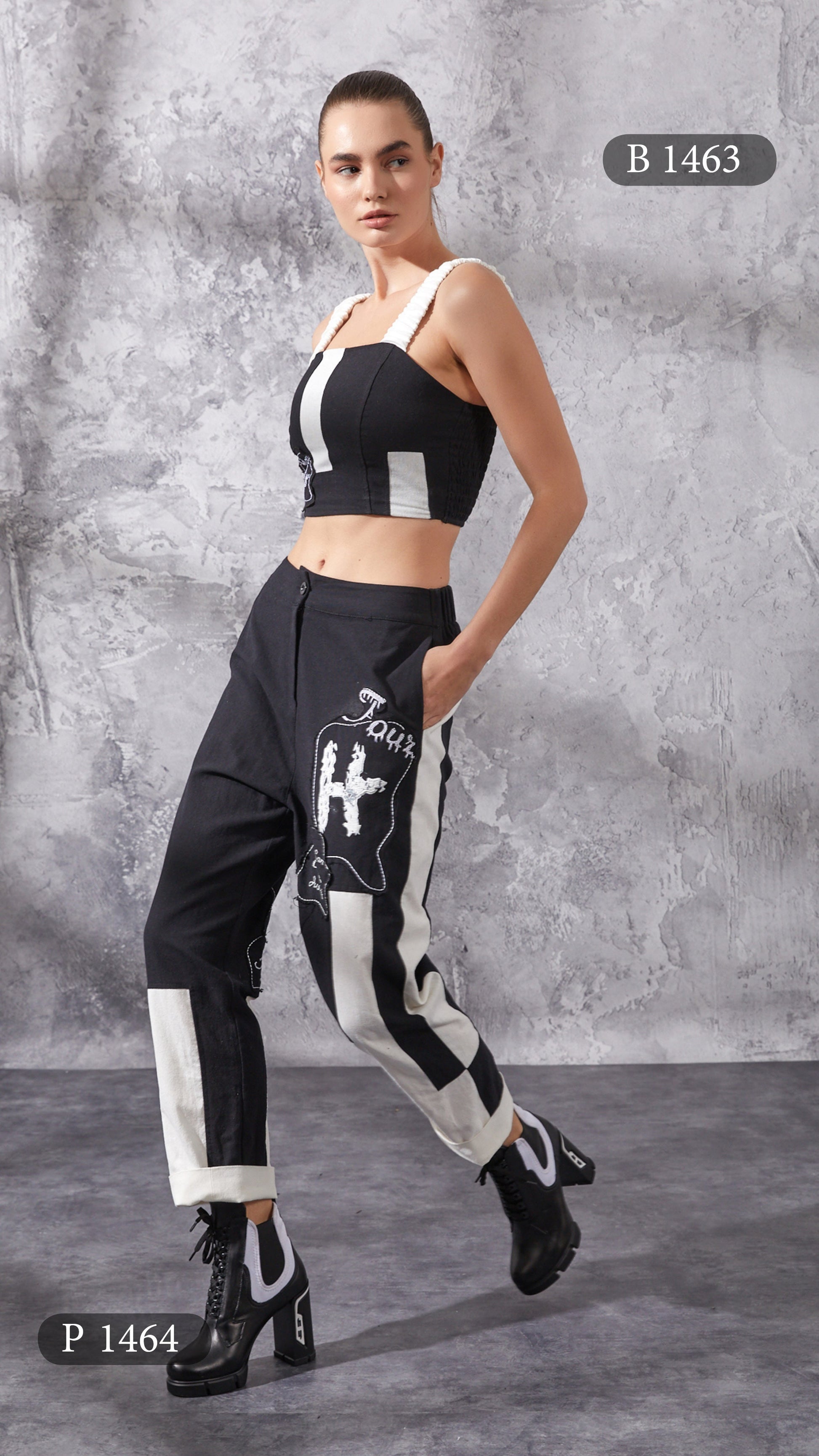 Chic Black & White Crop Top - European Style - Above The Crowd Boutique H-4