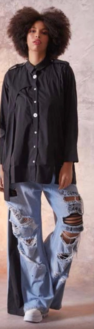 Chic Button-Up Shirt - Black & White Variants for Effortless Style H-4