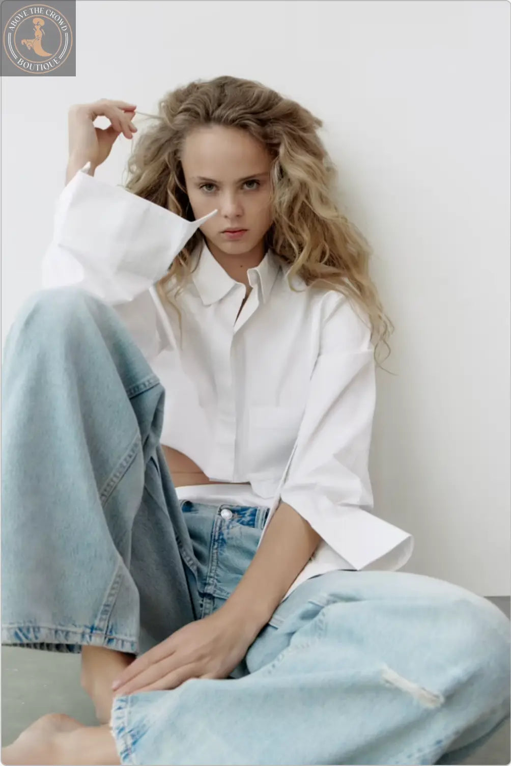 Chic Cropped White Shirt - European Style, Effortless Elegance Lonca