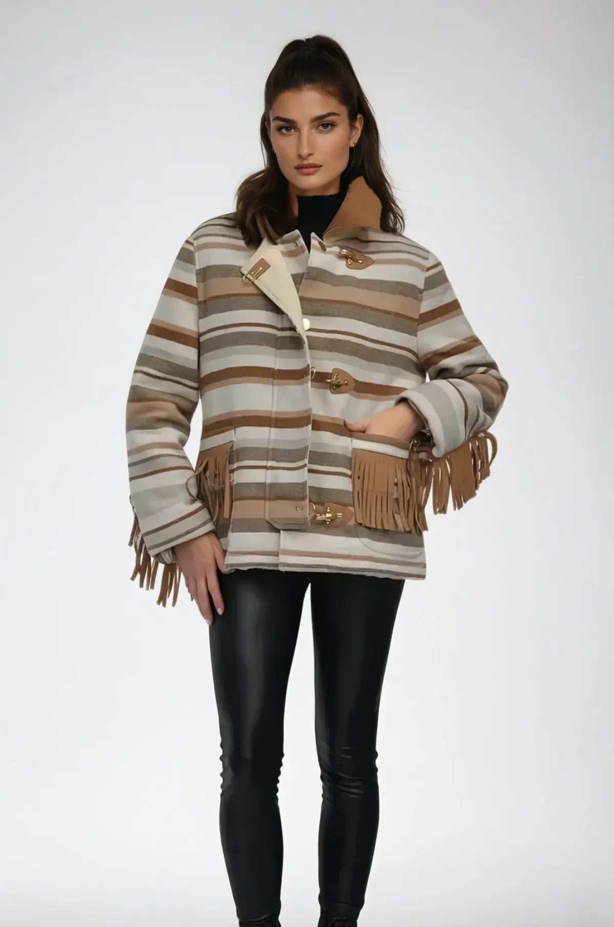Ciao Milano Eva Jacket – Striped Fringe Statement Piece Ciao Milano