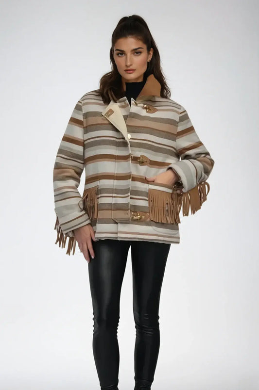 Ciao Milano Eva Jacket – Striped Fringe Statement Piece Ciao Milano