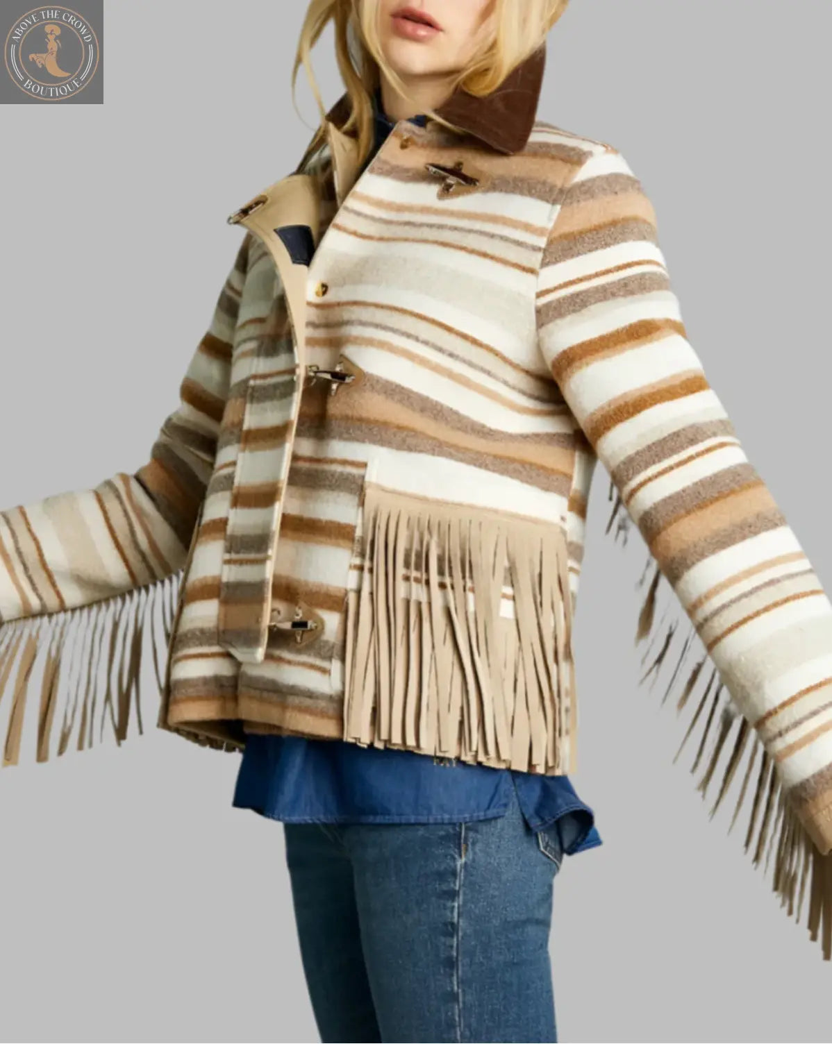 Ciao Milano Eva Jacket – Striped Fringe Statement Piece Ciao Milano
