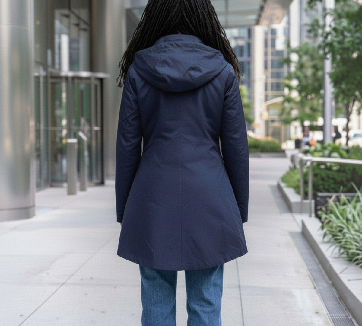 Ciao Milano CELINA Water-Resistant Hooded Raincoat – Navy - Above the Crowd Boutique