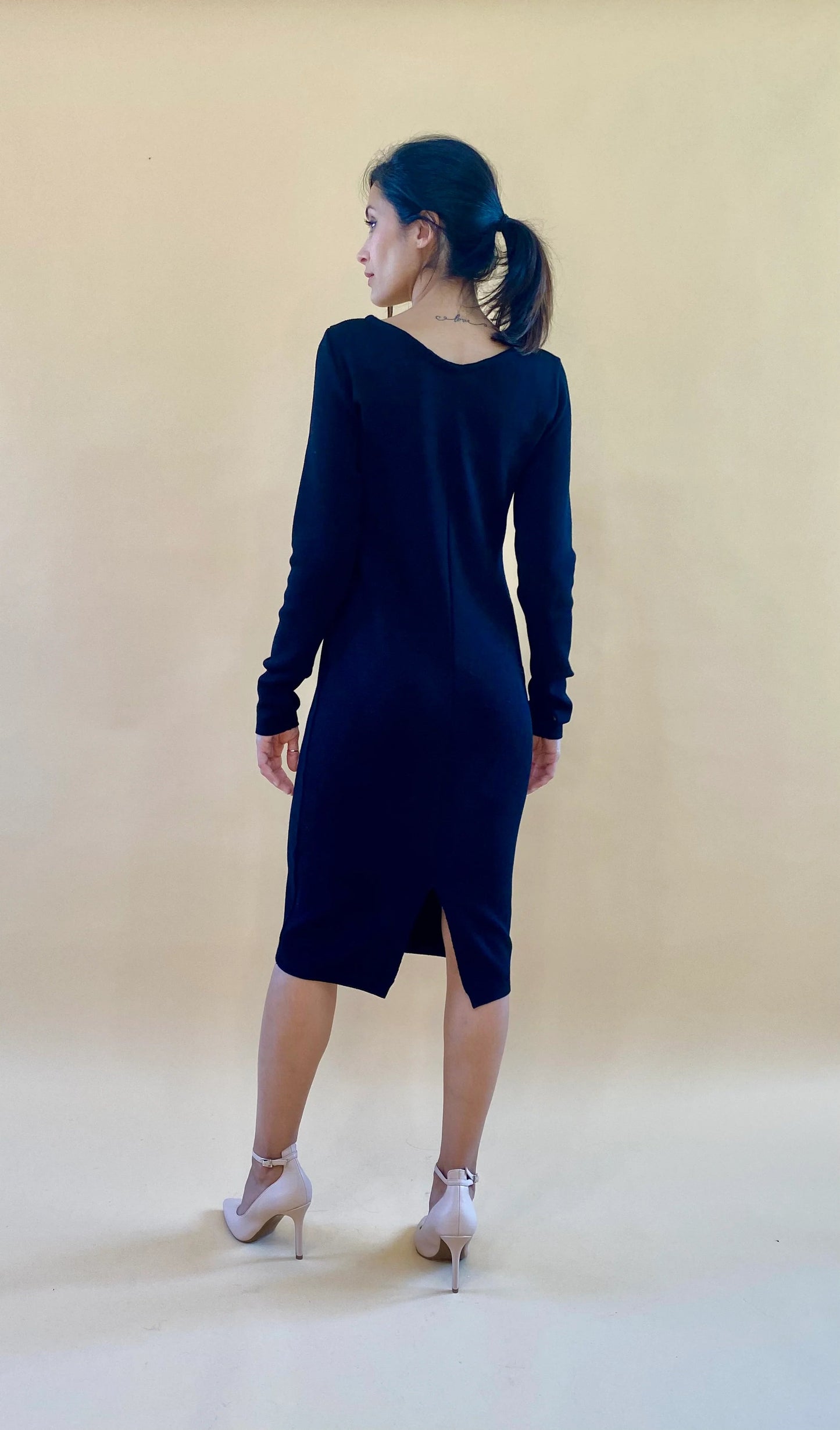 Cilenzio Merino Wool Black Dress Cilenzio