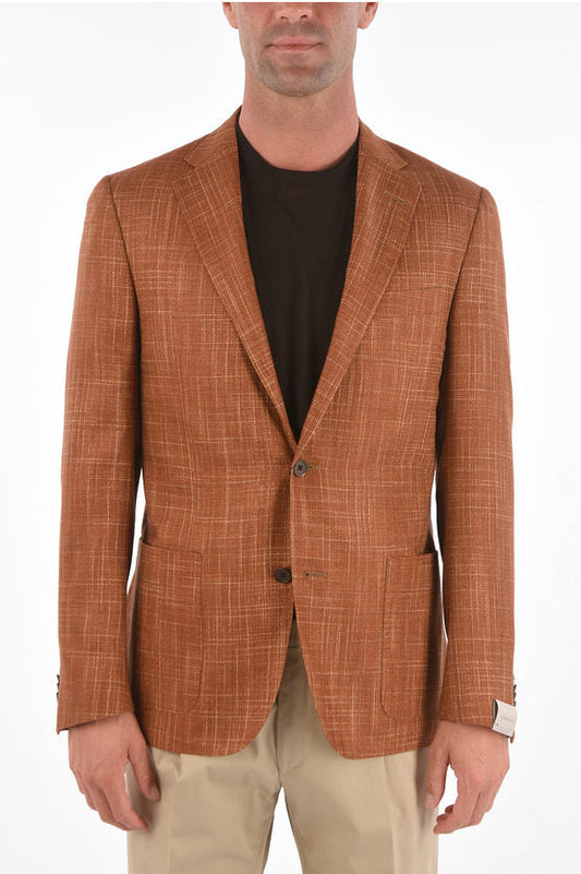 Corneliani Silk Notch Lapel Patch Pocket 2 button blazer Corneliani