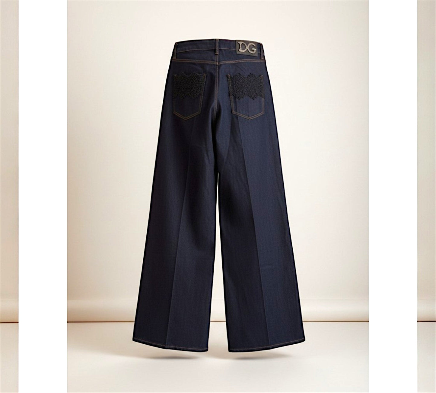 Women’s Dark Wash High-Waisted Wide-Leg Designer Jeans