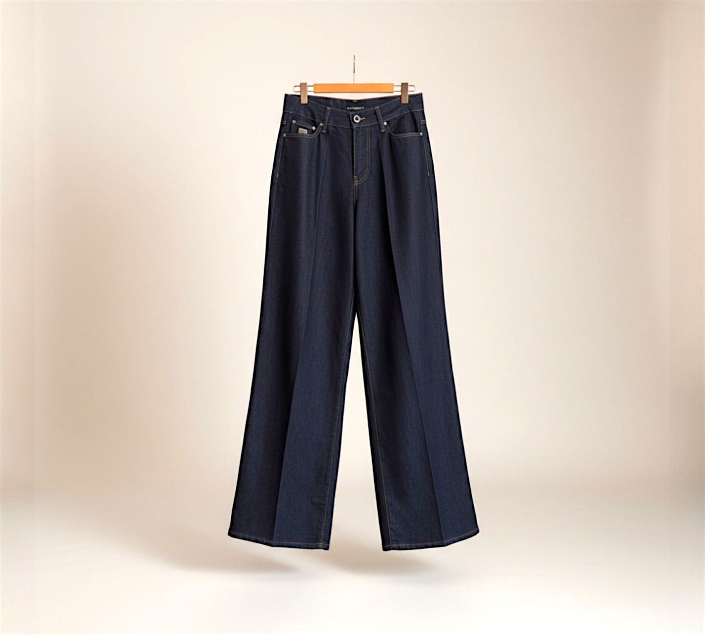 Women’s Dark Wash High-Waisted Wide-Leg Designer Jeans