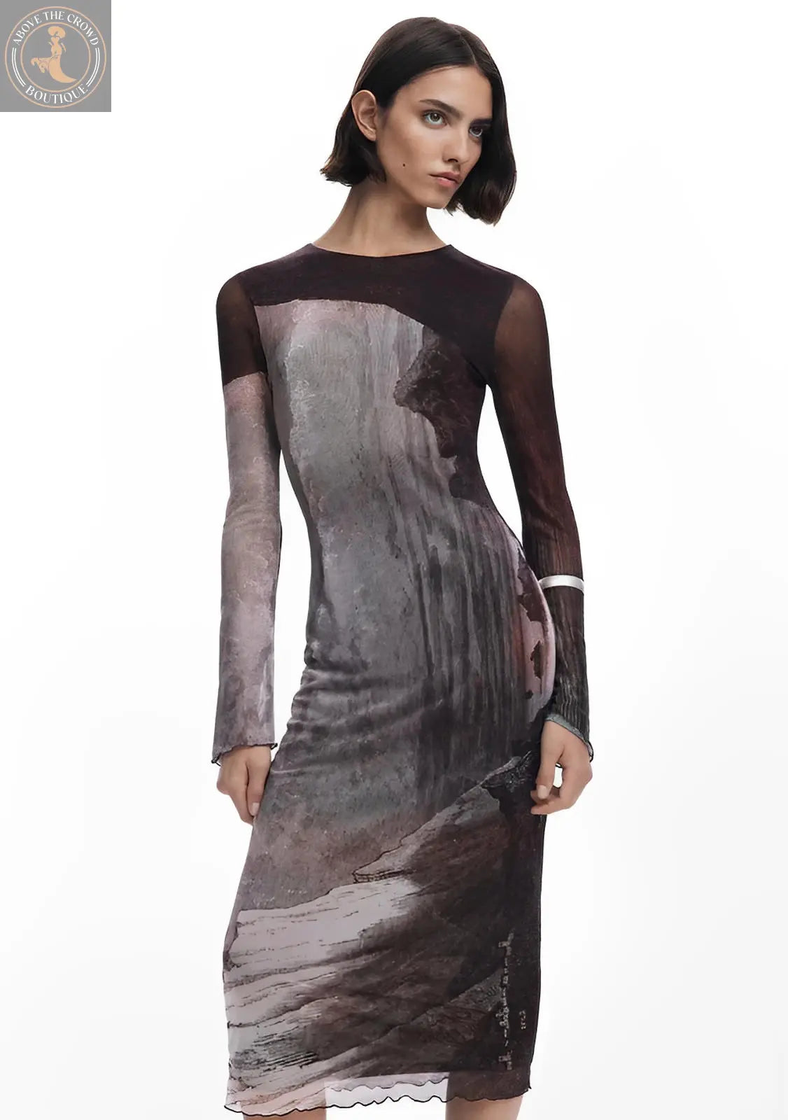 Desigual Artistic Abstract Long Sleeve Dress - Unique European Style Desigual
