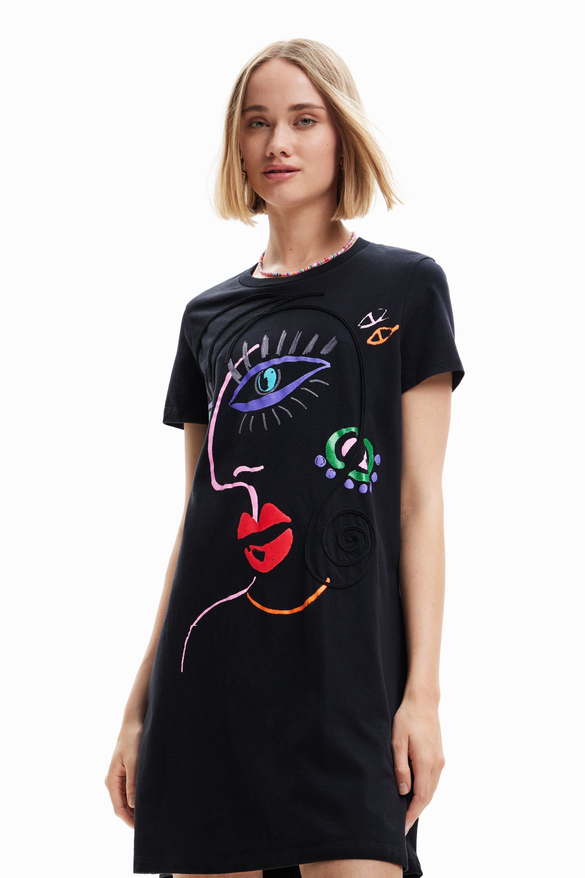 Desigual Arty Face Print T-Shirt Dress - Unique European Style Desigual