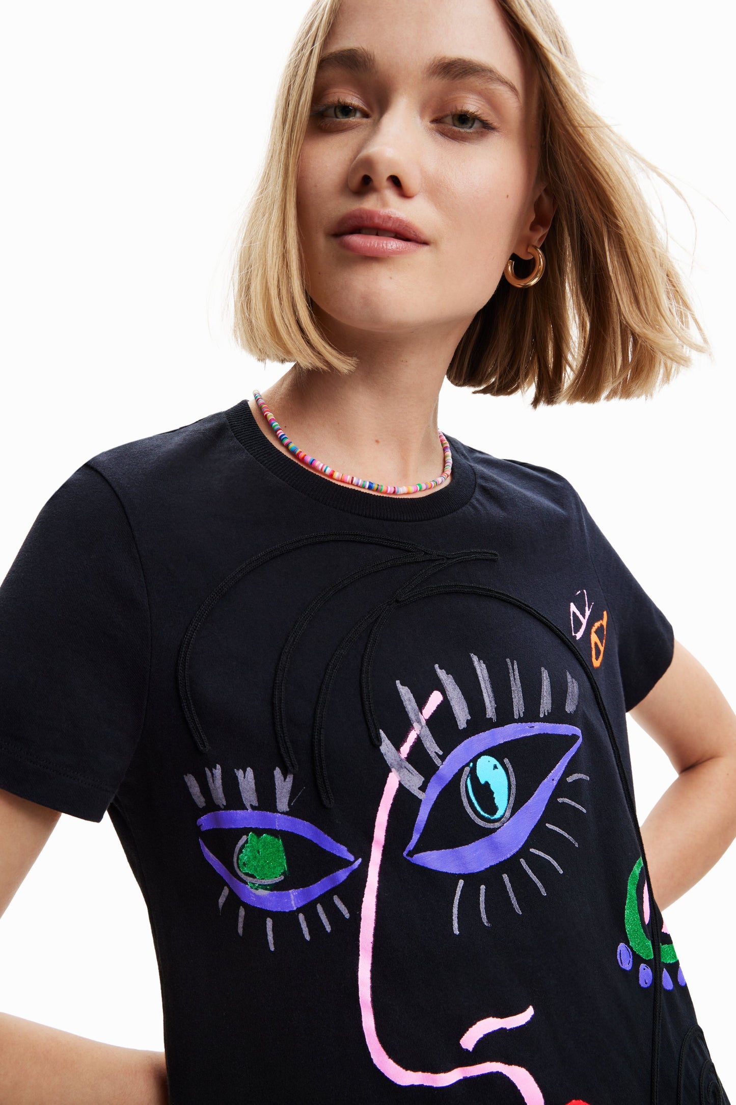 Desigual Arty Face Print T-Shirt Dress - Unique European Style Desigual