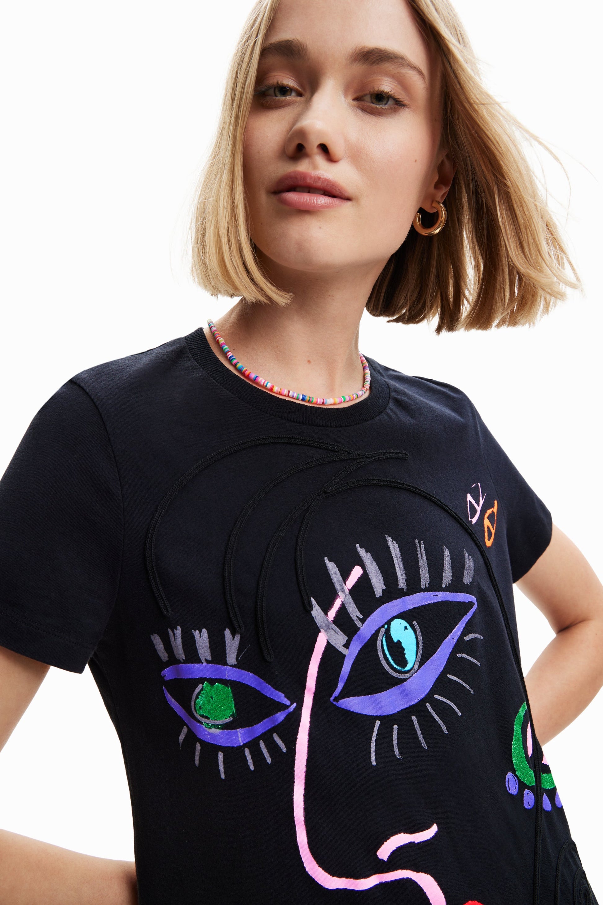 Desigual Arty Face Print T-Shirt Dress - Unique European Style Desigual