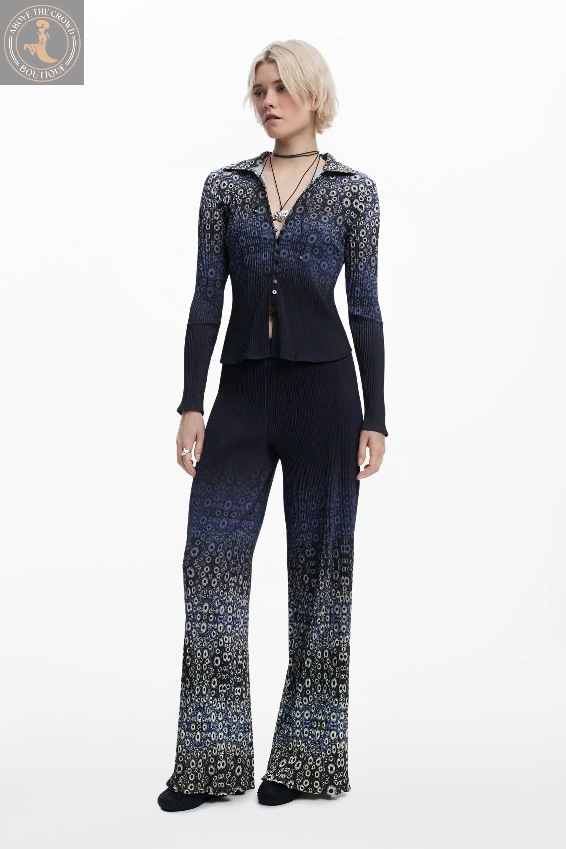 Desigual Cellular Print Wide Leg Pants | Unique European Style Desigual