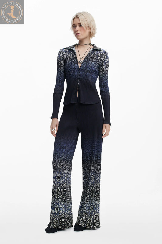 Desigual Cellular Print Wide Leg Pants | Unique European Style Desigual