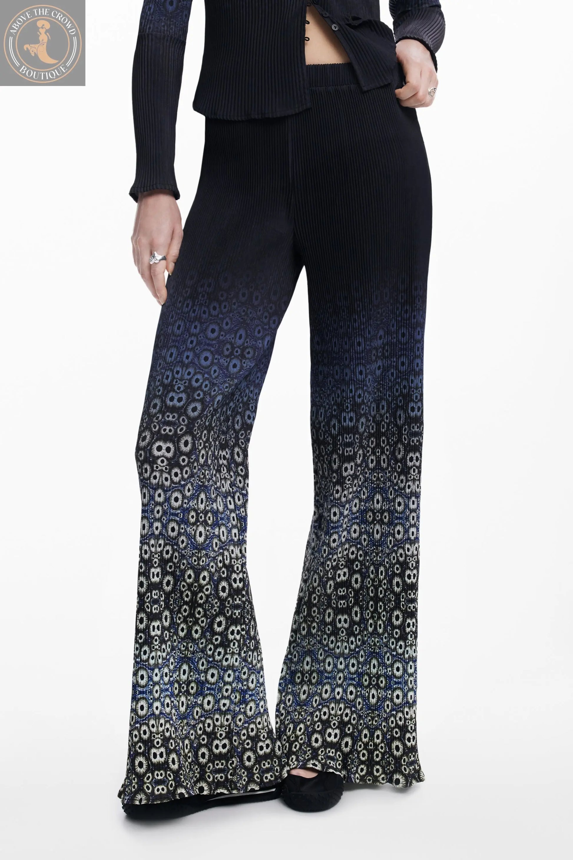 Desigual Cellular Print Wide Leg Pants | Unique European Style Desigual