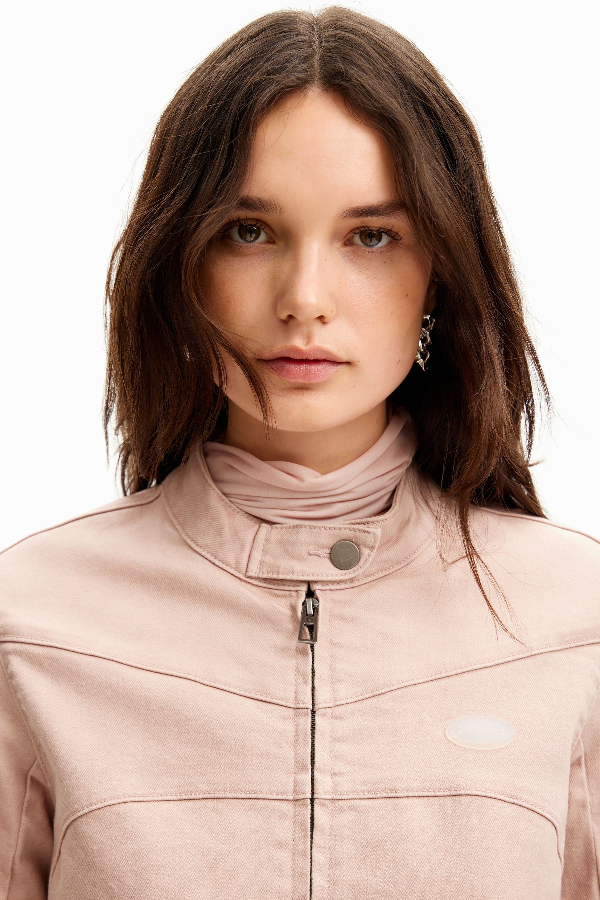 Desigual Denim Biker Jacket - Washed Effect, Accentuated Seams - Stand Out From The Crowd Desigual