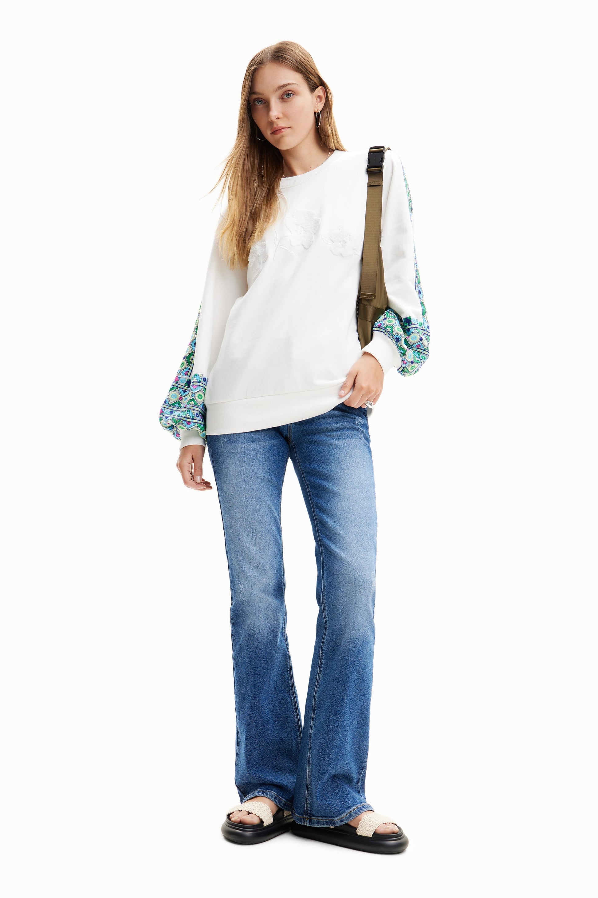 Desigual Embroidered Sleeve Sweater | Unique European Fashion Desigual