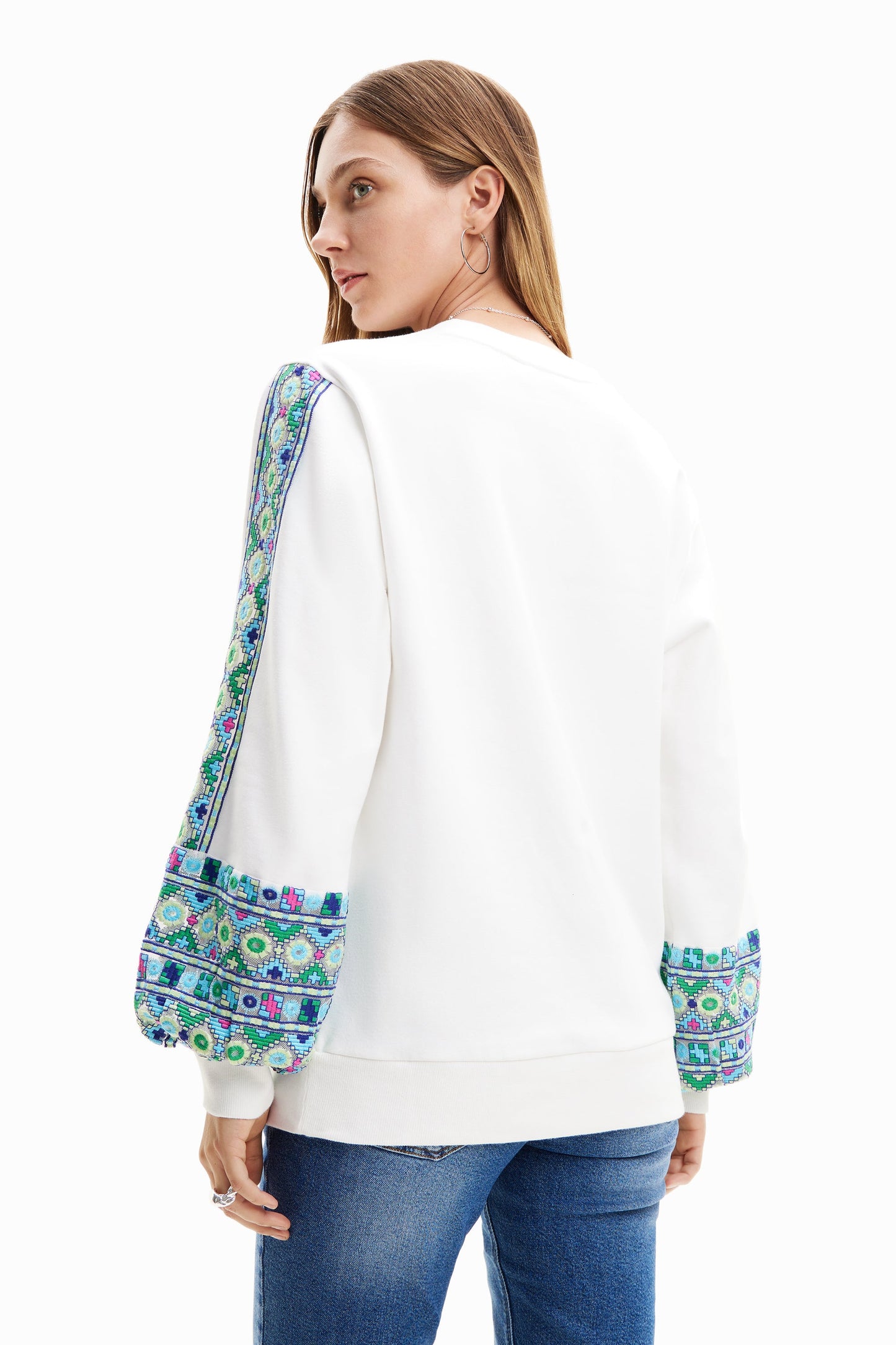 Desigual Embroidered Sleeve Sweater | Unique European Fashion Desigual