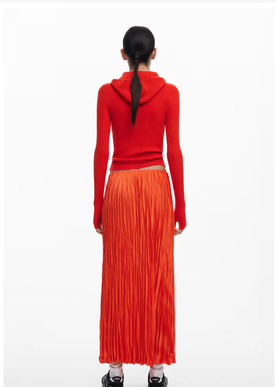 Desigual FAL_FOLLET Pleated Maxi Skirt - Orange Floral - Unique European Style Desigual