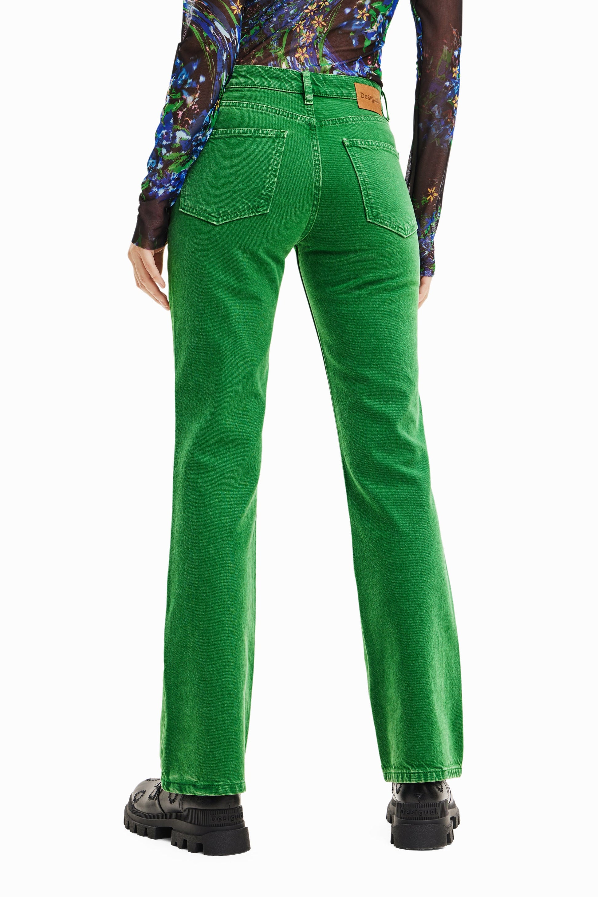 Desigual Flare Jeans - Mid-Rise, Stretch Denim - Unique European Style Desigual